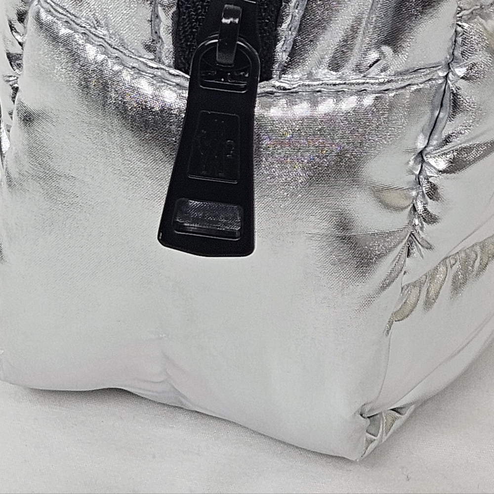 Moncler Parfums Quilted Metallic Silver Cosmetic Travel Pouch - Picture 8 of 12